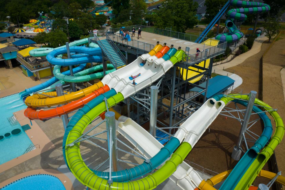 Water slide complex at Nashville Shores Waterpark