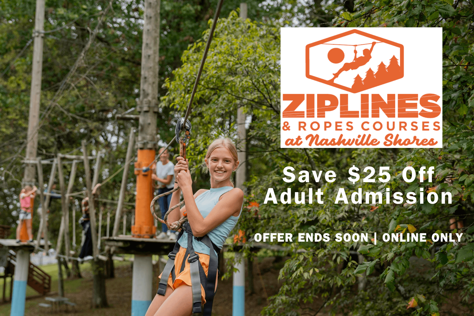 Everyone Pays Kids Price Lady flying down zipline