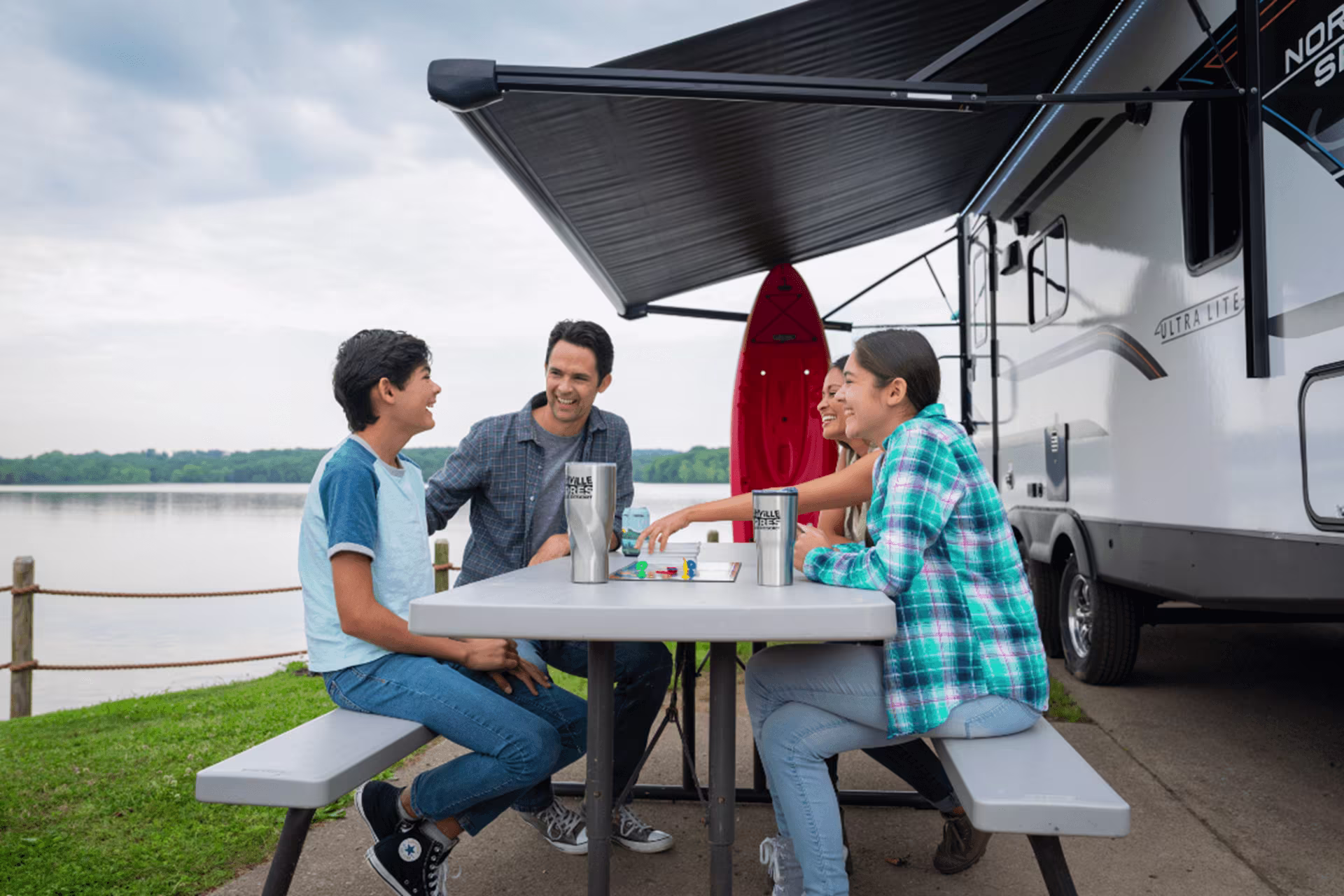Lady flying down zipline